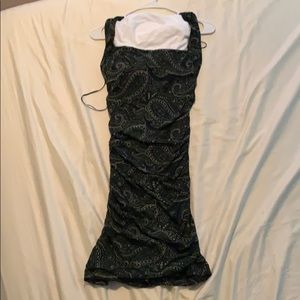 Paisley forest green patterned fitted dress